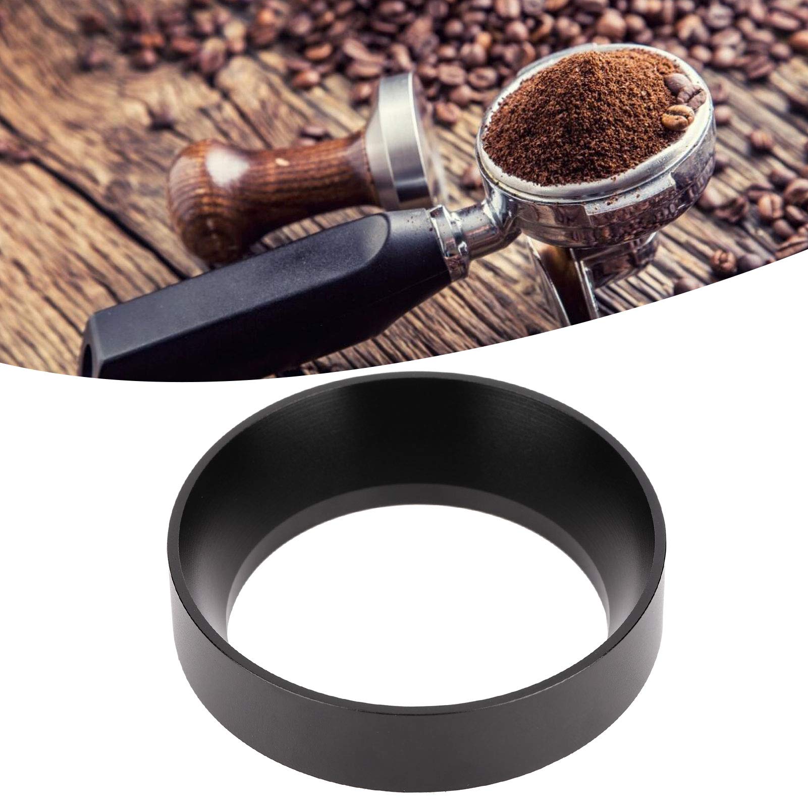 Dosing Rings Aluminum Coffee Powder Dosing Rings Funnel With Magnetic Replacement Coffee Maker Accessory Black(51Mm)